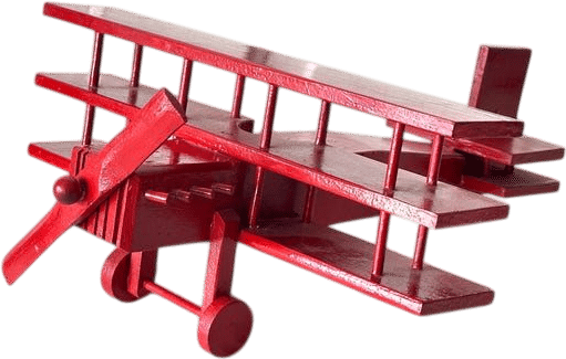 Vintage Wooden Toy Airplane Display Plane Red
