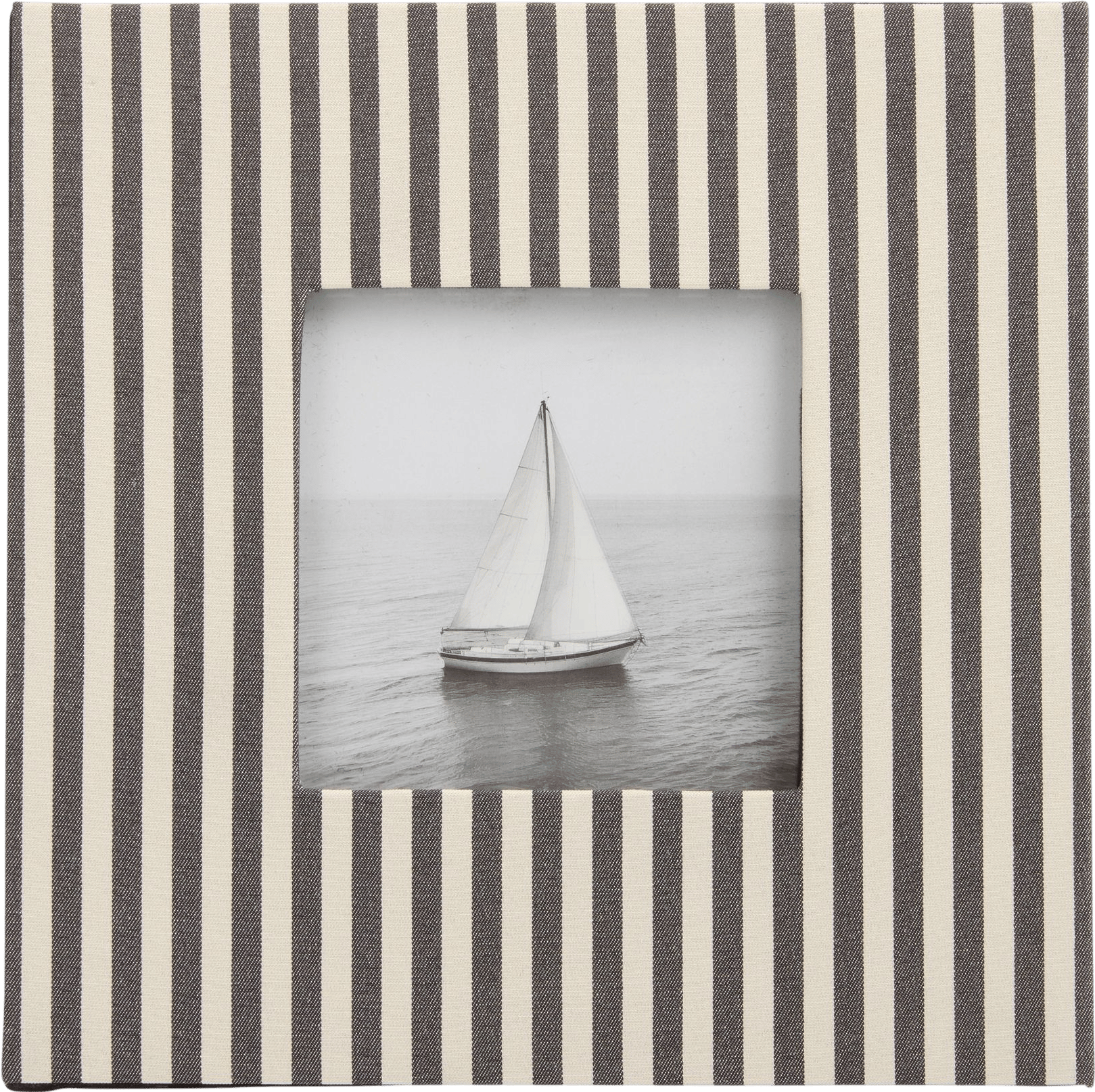 square black and ivory fabric striped picture frame