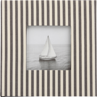 Square Black and Ivory Fabric Striped Picture Frame