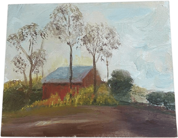 Vintage Original Impressionist Oil Painting Red Barn Landscape on Board 8x10 - Etsy