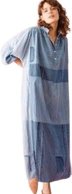 TEN Ron Herman Kaftan Dress One Piece Patchwork Denim SZ Free-Size Used | eBay