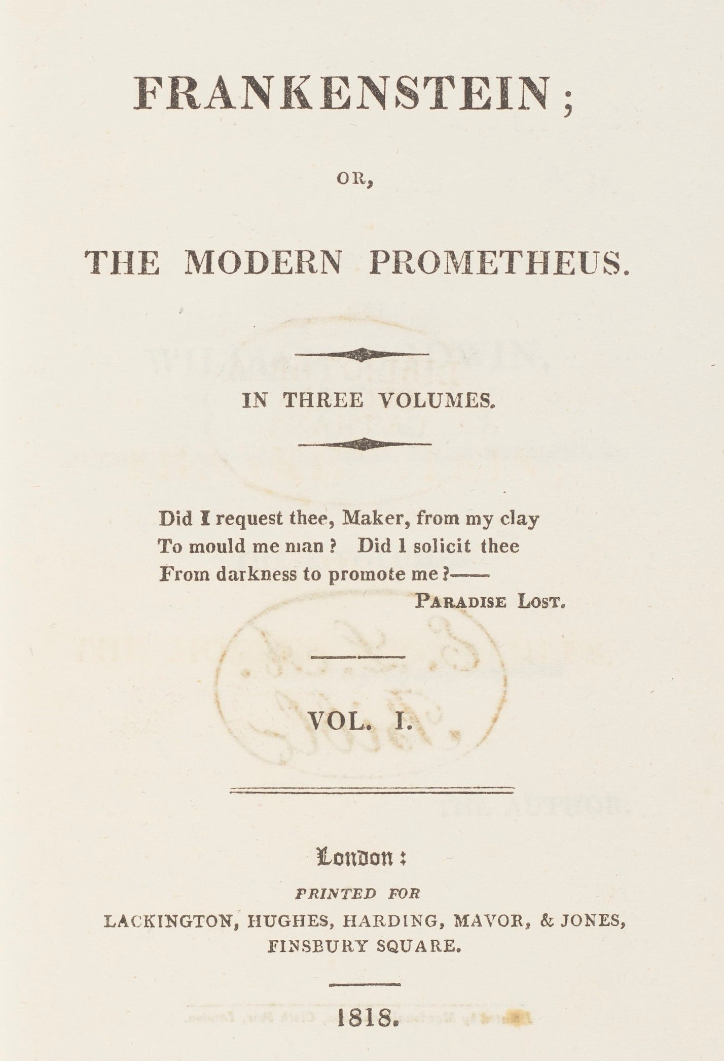 Frankenstein; or, The Modern Prometheus by Mary Shelley