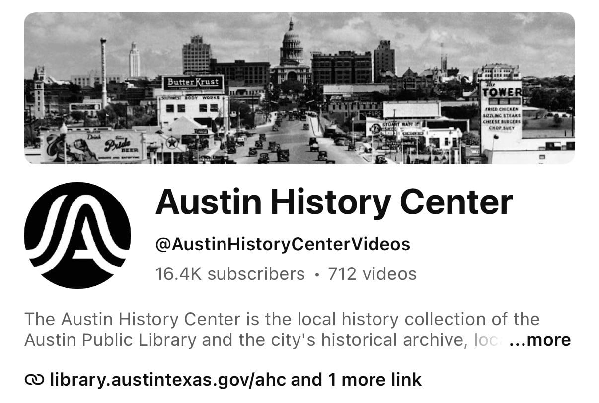 Austin History Center YouTube channel