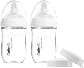 Gulicola Natural Glass Baby Bottle (5 oz, 2 Pack, White)