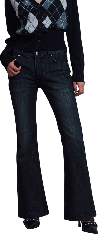 Black Cathy Backpocket Bootcut Denim