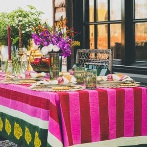 Stripes and Roses Tablecloth