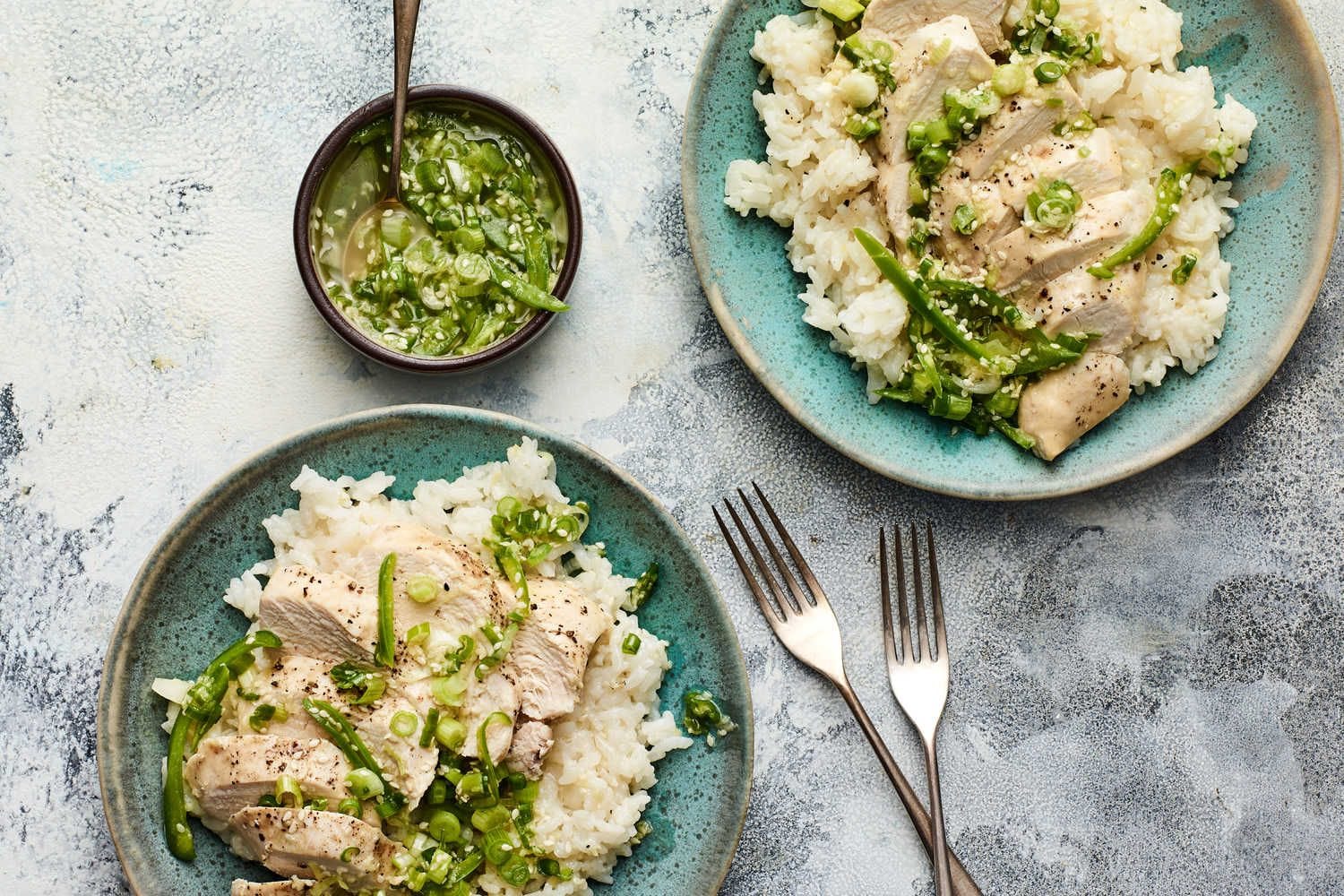 Chicken and Rice With Scallion-Ginger Sauce Recipe