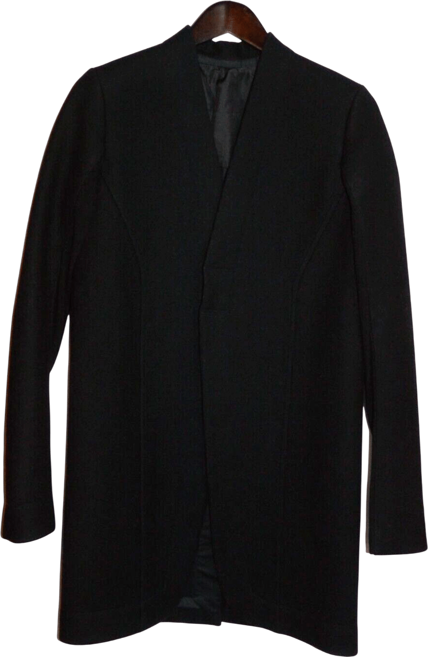 Rick Owens Black Wool/Silk Long Coat Jacket