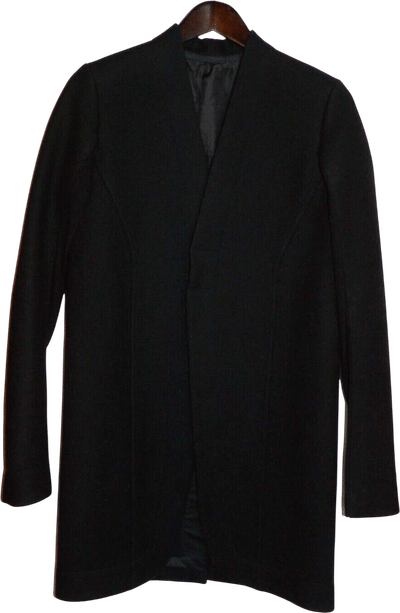 Rick Owens Black Wool/Silk Long Coat Jacket