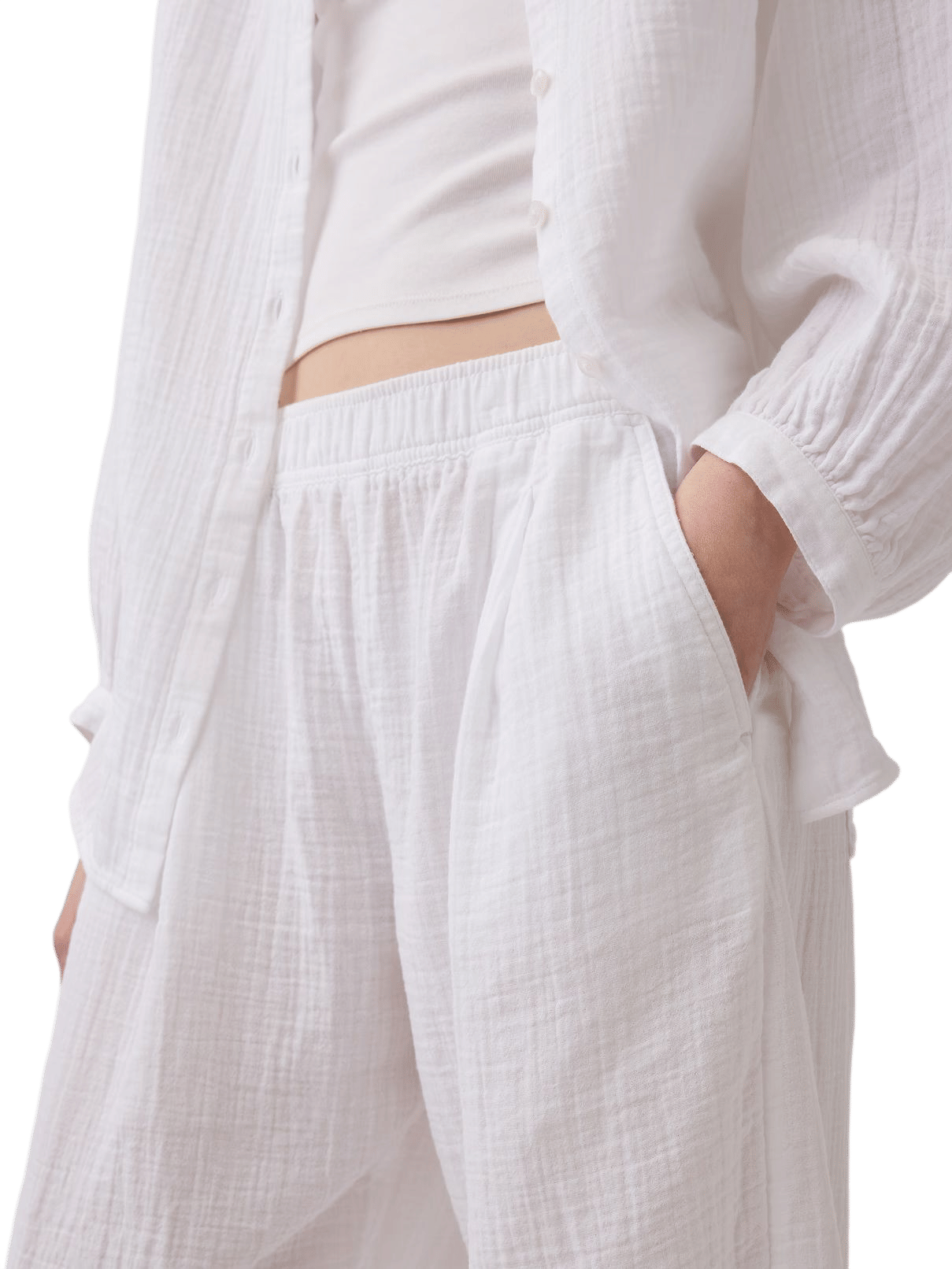 Cotton Gauze Easy Barrel Pants