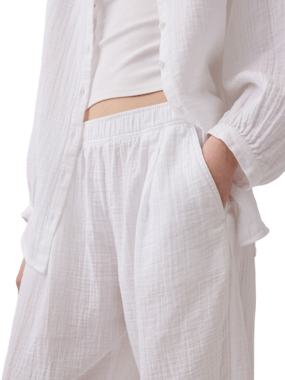 Cotton Gauze Easy Barrel Pants