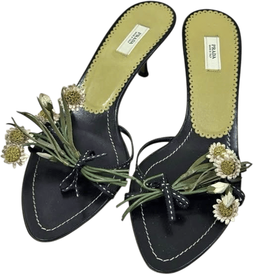 Vintage Rare Prada Flower Bouquet Kitten Heels