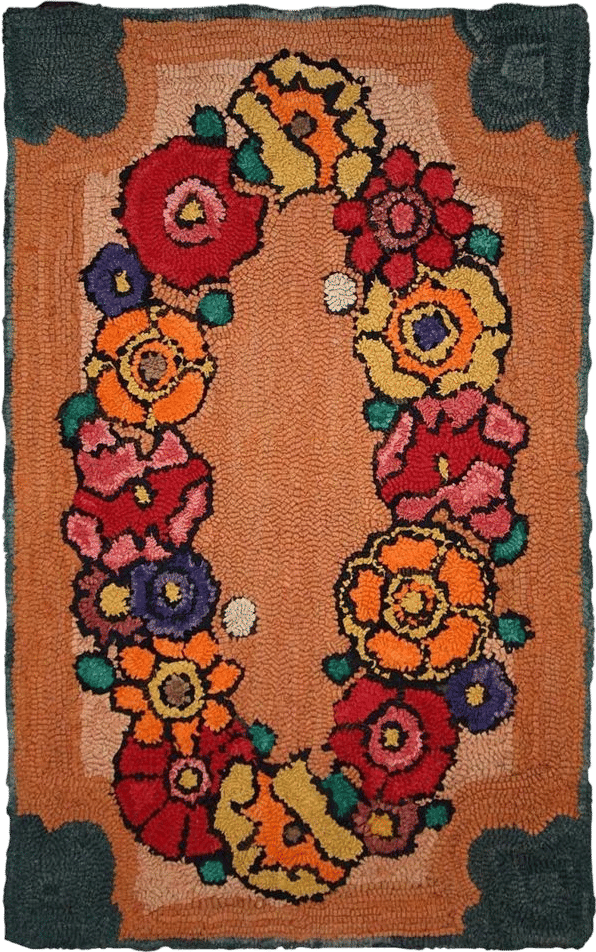 Handmade Vintage American Hooked Rug, 1940s, 1C21