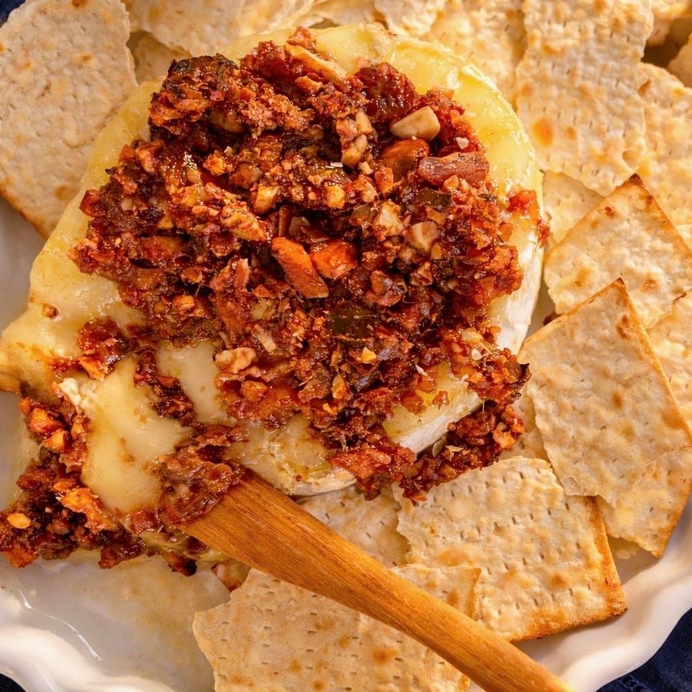 Using leftover charoset as a topping for baked brie