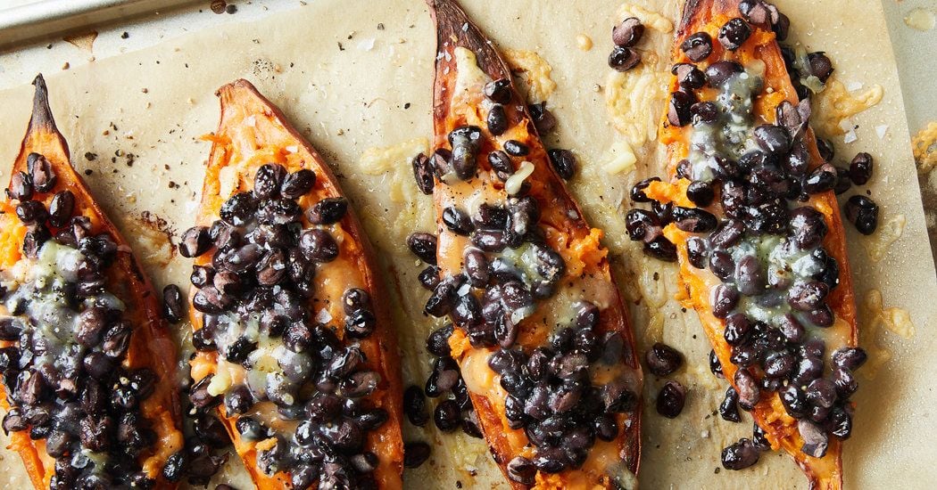 Loaded Sweet Potatoes With Black Beans and Cheddar Recipe