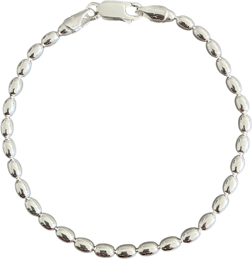 Sterling Silver Rice Bead Chain Bracelet
