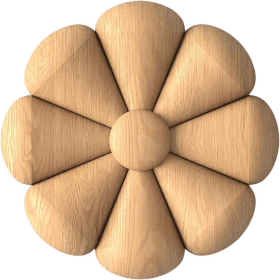 Tiny Wood Rosette | Modern 8-Petal Flower | Solid Wood