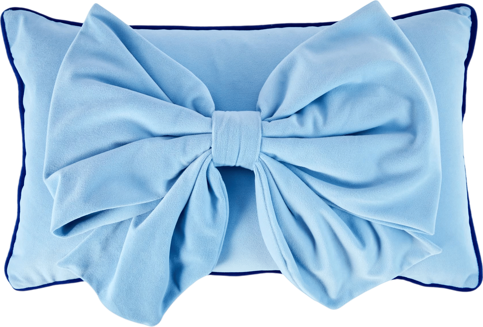 Velvet Bow Cushion - Blue