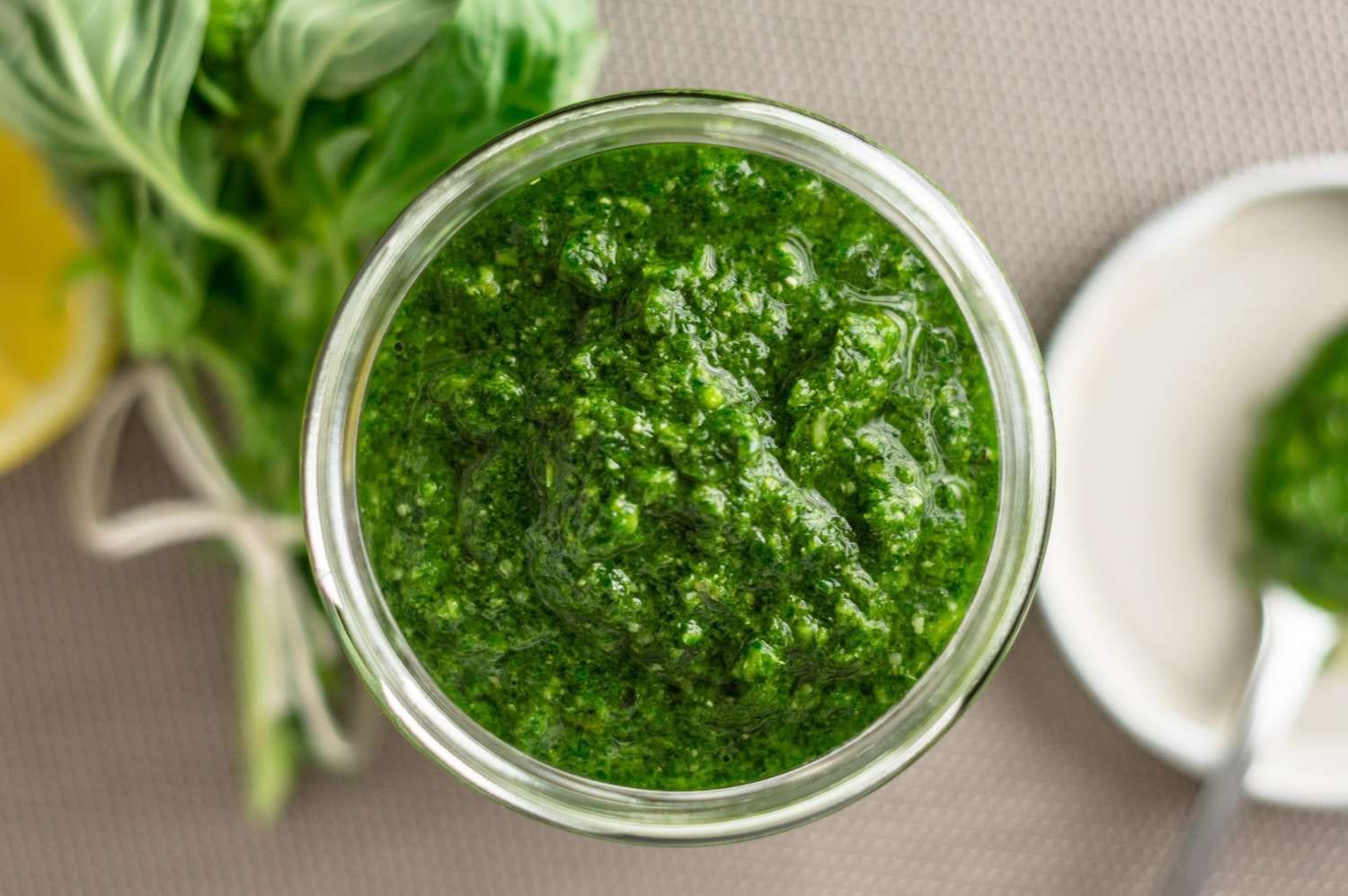 Making bulk basil pesto to freeze