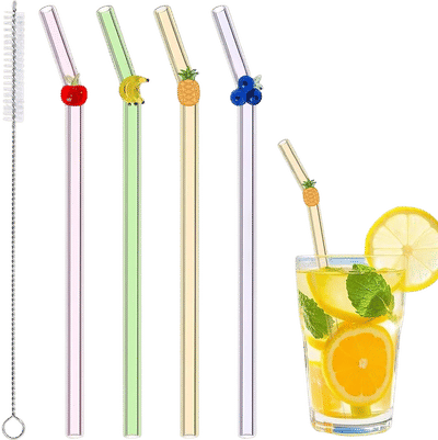 Fruit Glass Straws Set
