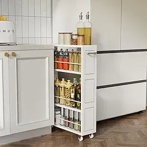 KLM 4 Tier White Slim Storage Cart