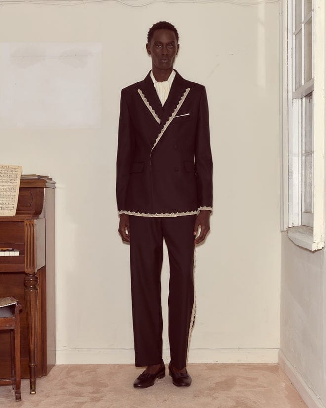 Lacework Double-Breasted Tuxedo Jacket