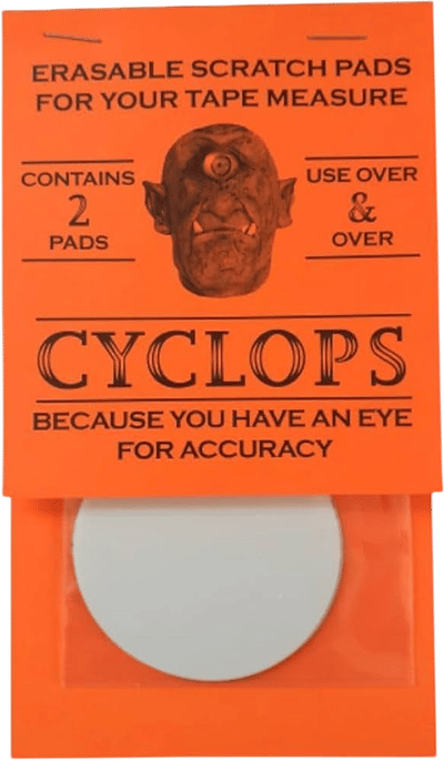 Cyclops Erasable Scratch Pad for Tape Measure