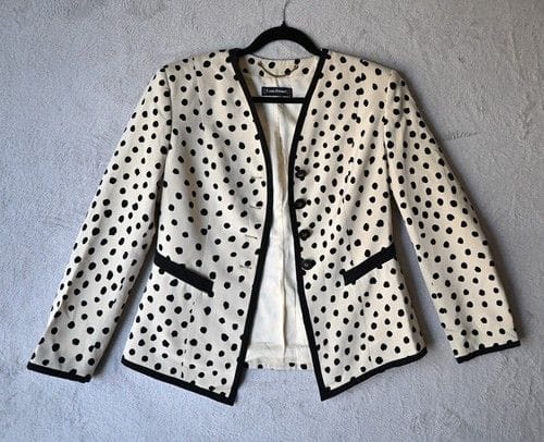 Louis Feraud Silk Polka Dot Blazer (Cream & Black)
