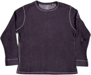 Vintage Y2K Timberland Thermal Waffle Knit Black Distressed Long Sleeve Shirt :L