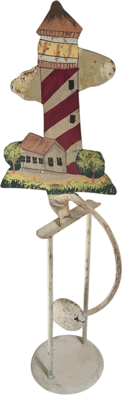 Vintage Folk Art Metal Lighthouse Balance Toy