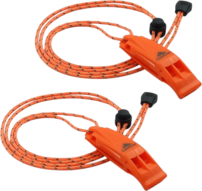 Emergency Whistles with Lanyard (2 Pack)