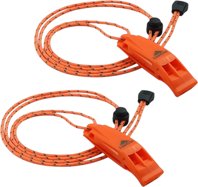 Emergency Whistles with Lanyard (2 Pack)
