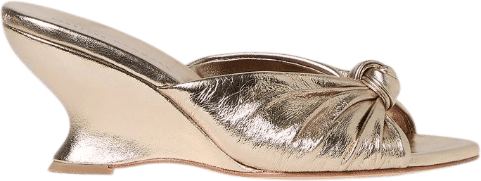 Marsy Champagne Leather Knot Wedge