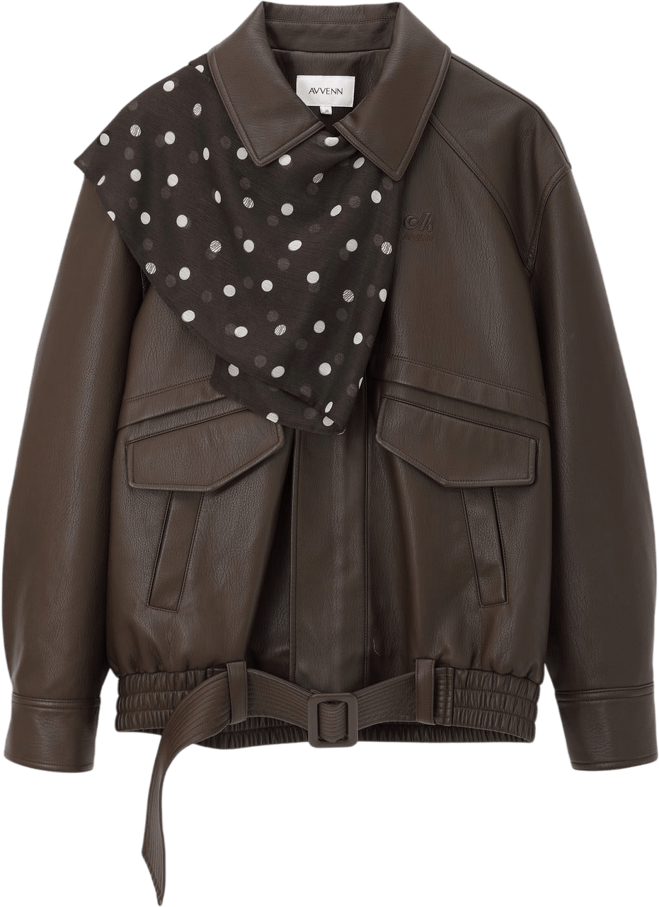 Polka Dot Scarf Detail Bomber Jacket