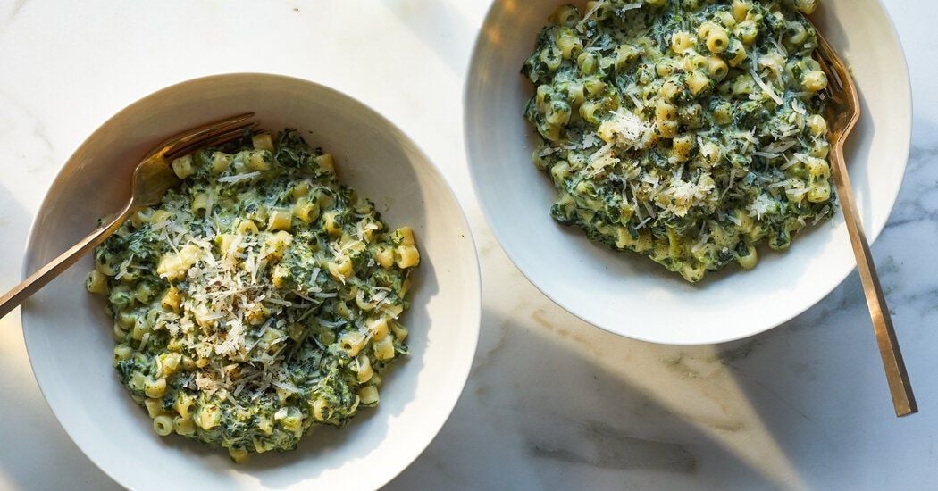 NY Times Cooking One Pot Creamy Pasta and Greens