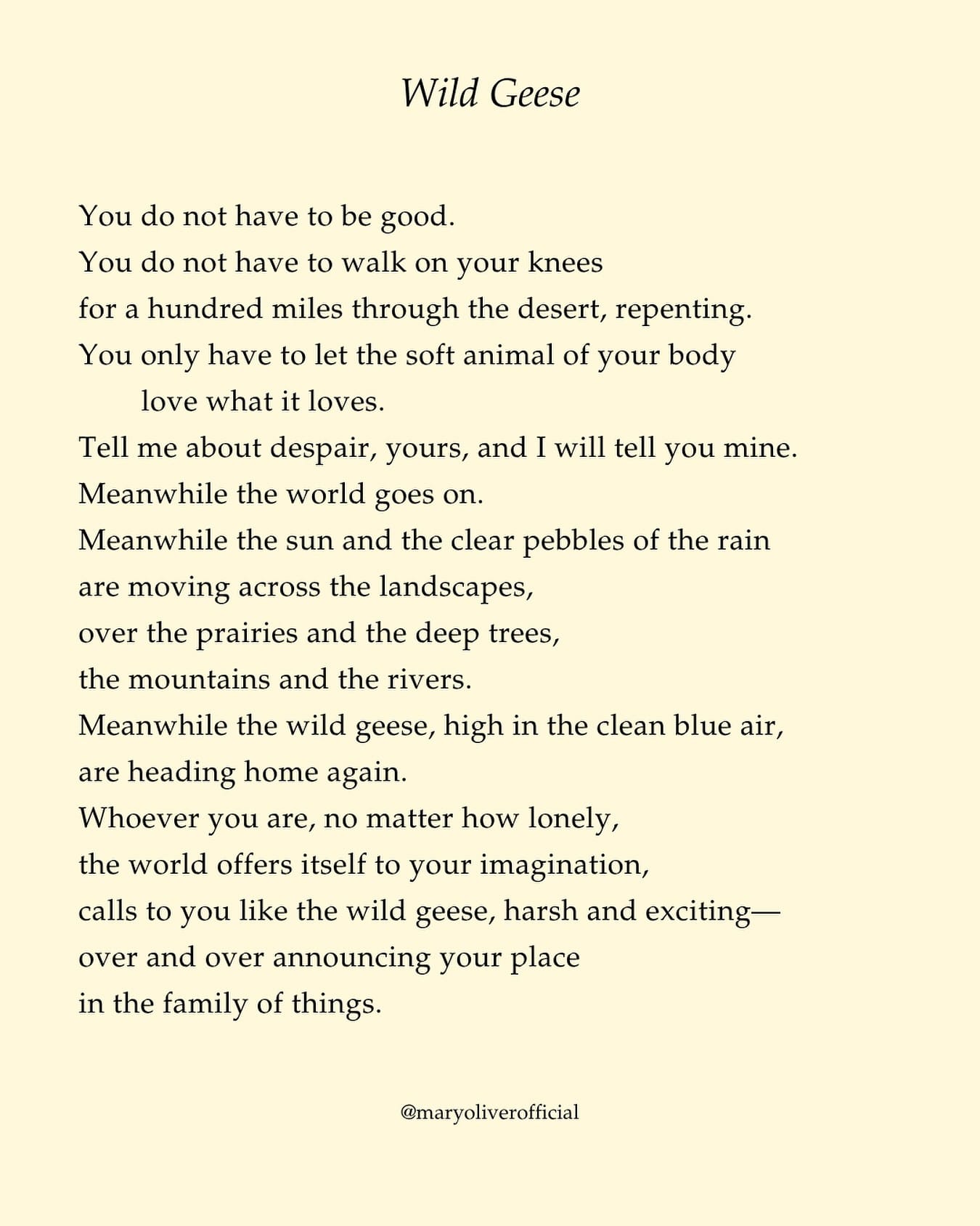 Wild Geese by Mary Oliver
