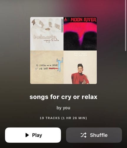 ‘songs for cry or relax’
