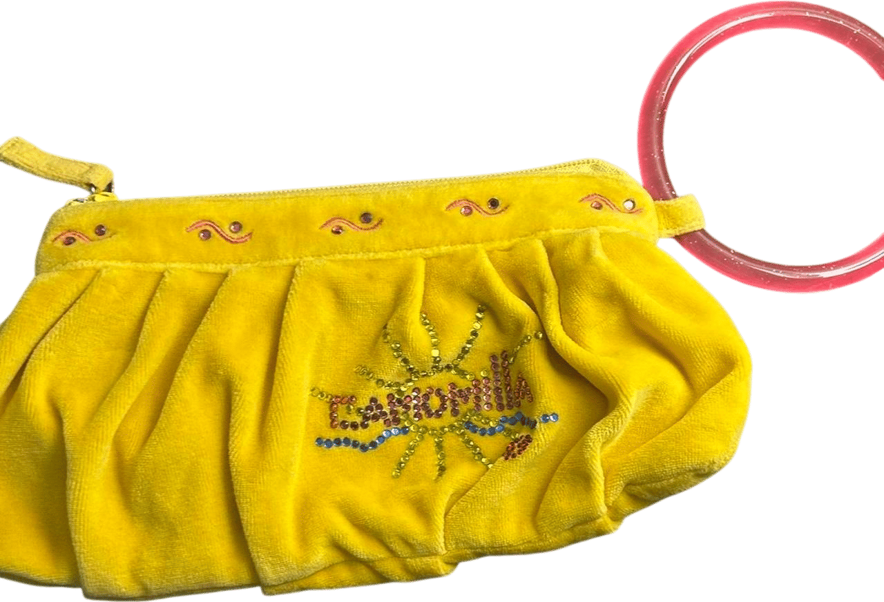Camomilla Milano Italy Yellow Velvet Purse