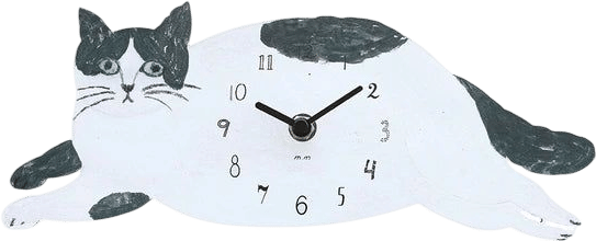 Matsuo Miyuki Gray Cat Die Cut Clock