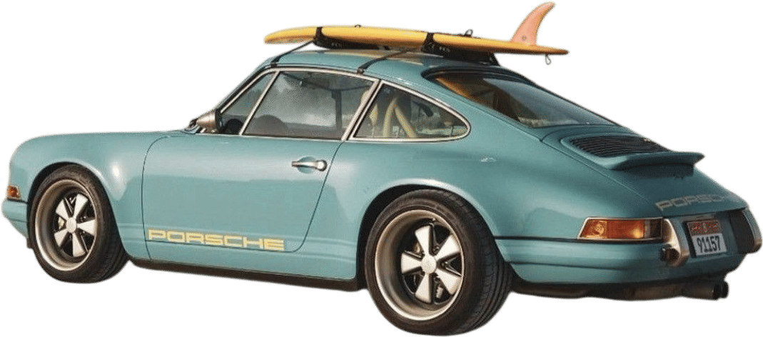 Porsche 911 with surfboard