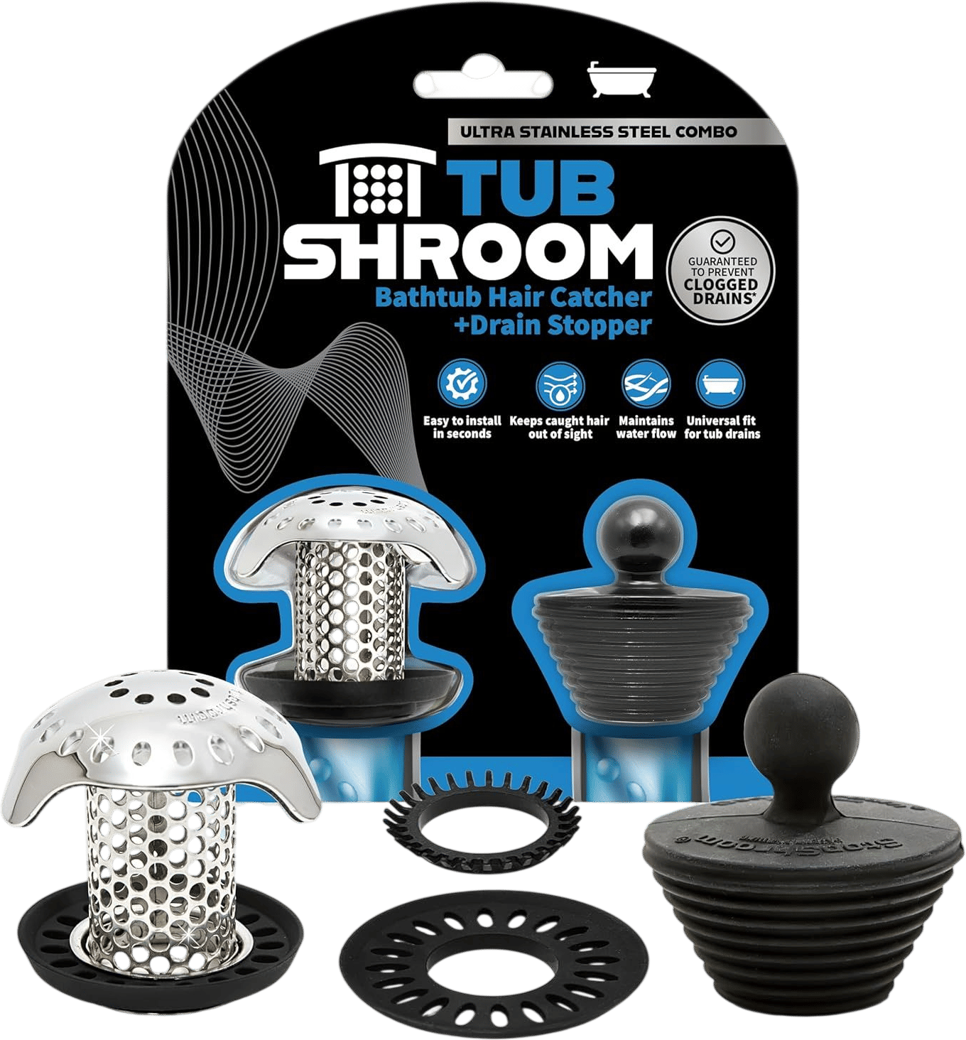 TubShroom Ultra Bath Tub Drain Protector Hair Catcher