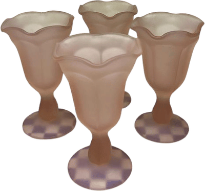 Vintage Pink Satin Frosted Tulip Sundae Glasses