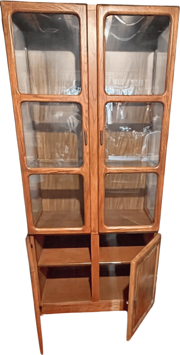 Vintage Curved Glass Curio Cabinet