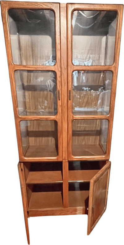 Vintage Curved Glass Curio Cabinet