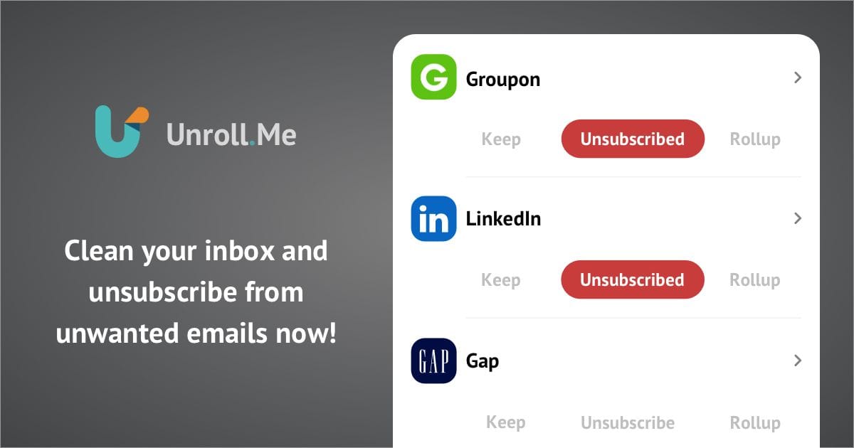 Unsubscribe from emails, instantly