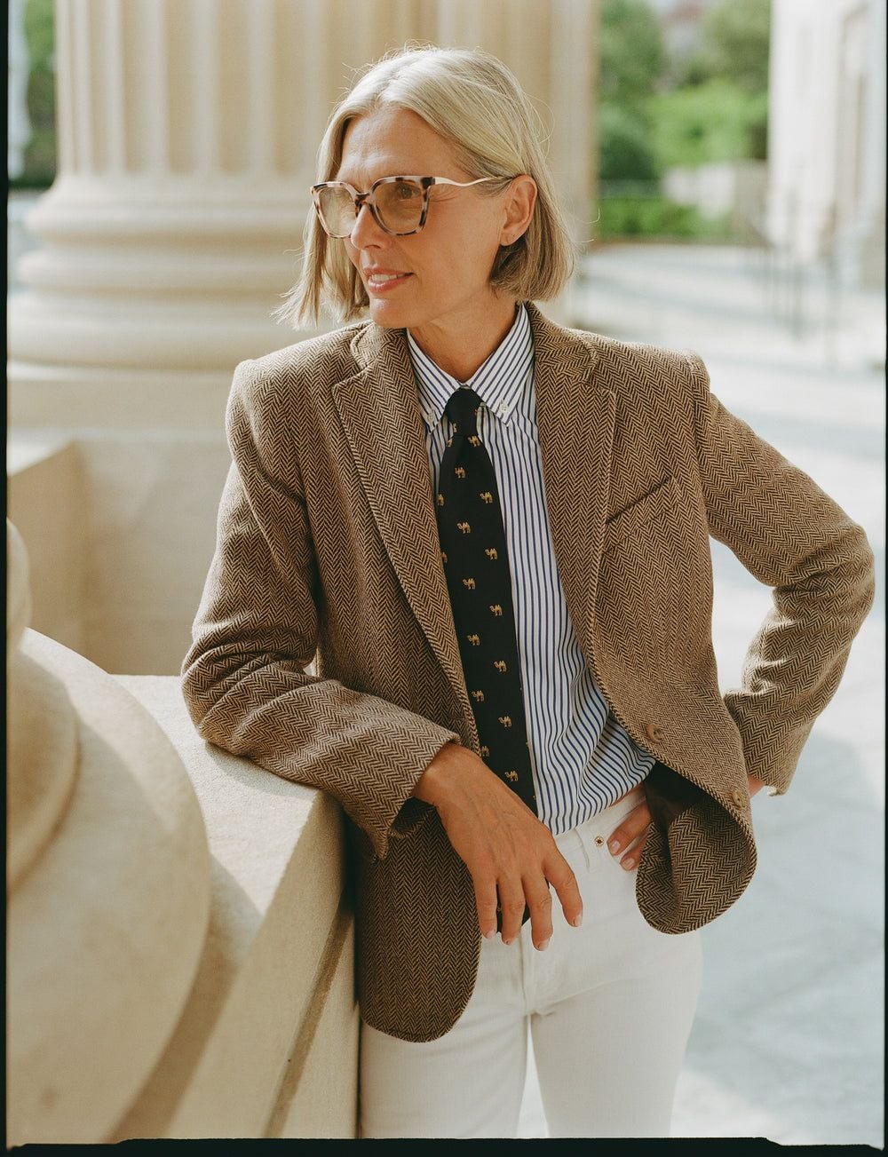 Women's Brown & Tan Herringbone Sport Coat