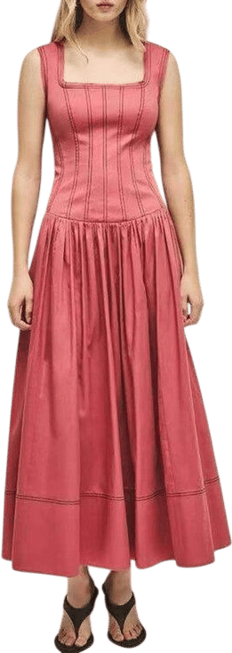 Aje Parallel Midi Dress Spiced Coral Red