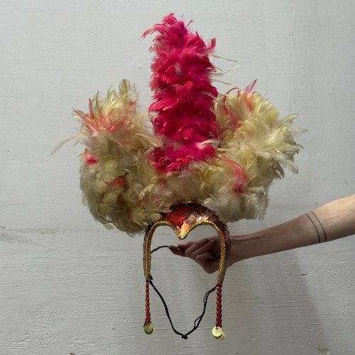 Vintage 60s 70s Hollywood Showgirl Feather Headdress