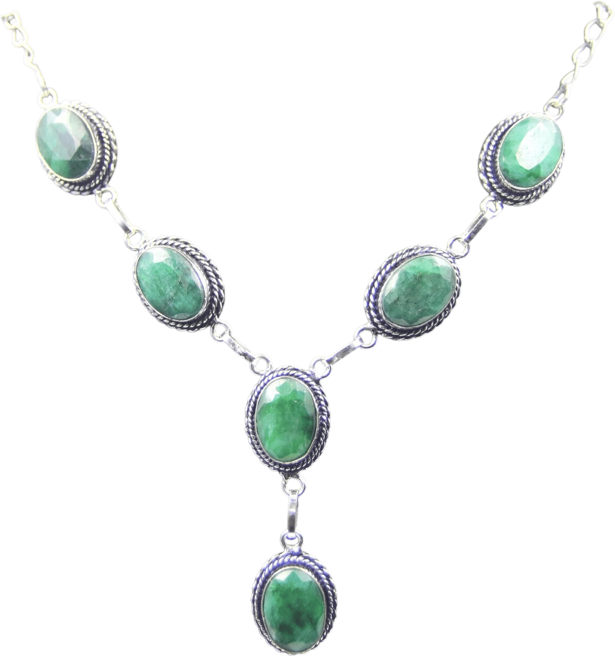 Green Onyx Gemstone Necklace, 925 Sterling Silver
