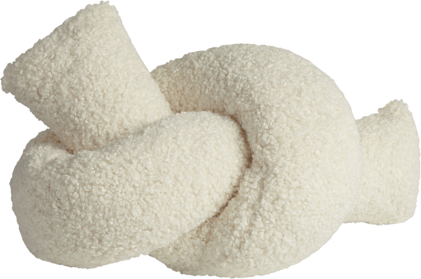 Ivory Boucle Cylindrical Knot Pillow